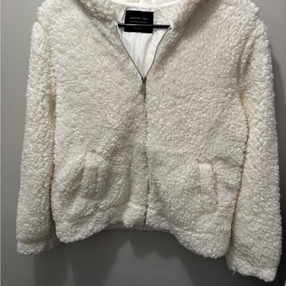 Active USA Cream Fleece Jacket